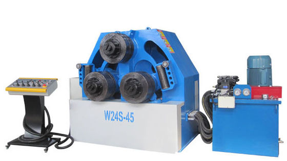Tubo de aço do ângulo hidráulico da máquina de dobra da tubulação de três rolos W24S-45 que faz a máquina